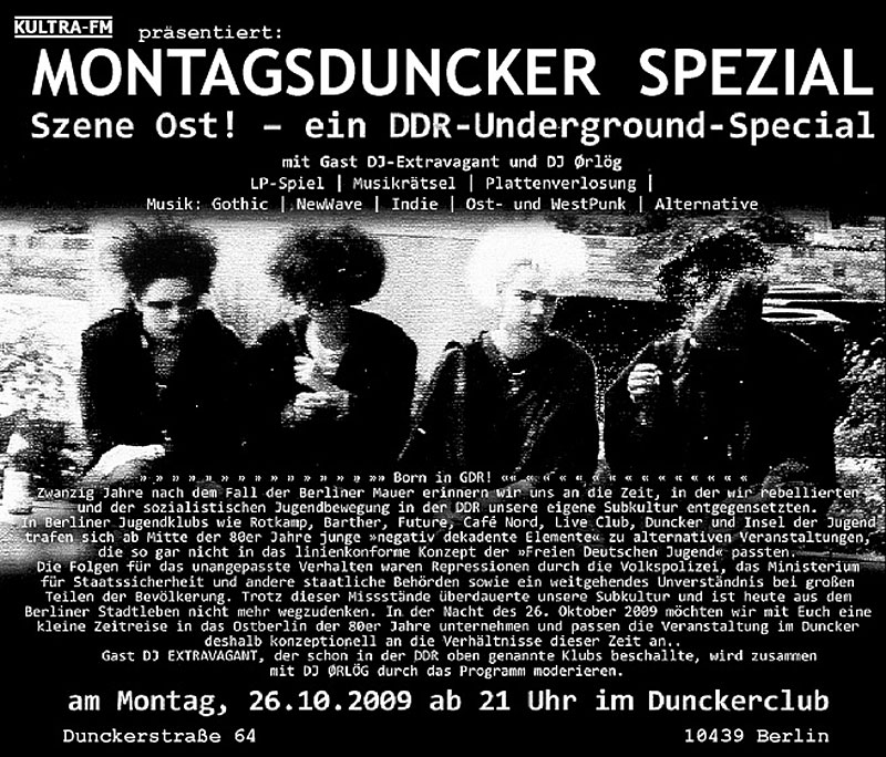 Flyer 26.10.2009 Duncker Club in Berlin